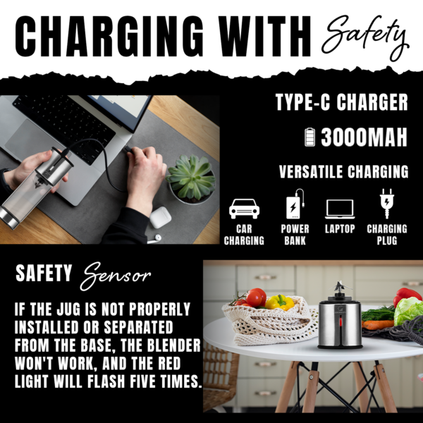 Usb Rechargeable Blender (Juicer) GC-171 SS Body - Image 6