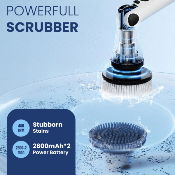 Goodscity Electric Ultra Flexi Spin Scrubber, Cordless Cleaning Brush for Home, Kitchen, Bathroom,Window, Tiles, Car| 4 Angles| Adjustable SS Handle |Type-C Charging | Grey|GC-231 - Image 6