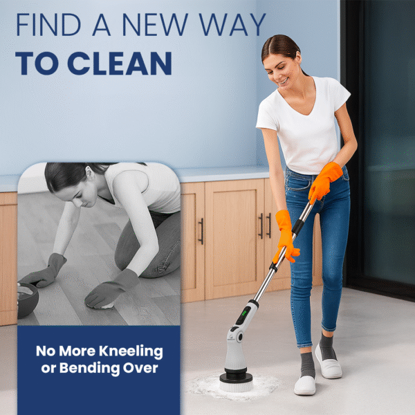 Goodscity Electric Ultra Flexi Spin Scrubber, Cordless Cleaning Brush for Home, Kitchen, Bathroom,Window, Tiles, Car| 4 Angles| Adjustable SS Handle |Type-C Charging | Grey|GC-231 - Image 5