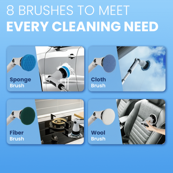 Goodscity Electric Ultra Flexi Spin Scrubber, Cordless Cleaning Brush for Home, Kitchen, Bathroom,Window, Tiles, Car| 4 Angles| Adjustable SS Handle |Type-C Charging | Grey|GC-231 - Image 4