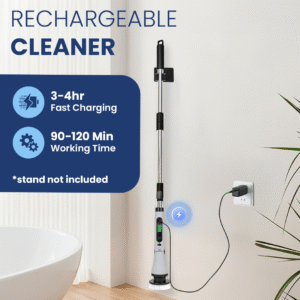Goodscity Electric Ultra Flexi Spin Scrubber, Cordless Cleaning Brush for Home, Kitchen, Bathroom,Window, Tiles, Car| 4 Angles| Adjustable SS Handle |Type-C Charging | Grey|GC-231