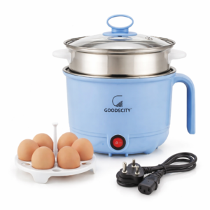 GOODSCITY Multifunctional 3-in-1 Electric Kettle 1.5L | Stainless Steel Pot with Steamer & Egg Tray | Compact Multi Cook, Steam & Boil Veggies, Tea, Coffee, Water, Baby food | 600W | 1 Year Warranty | GC201