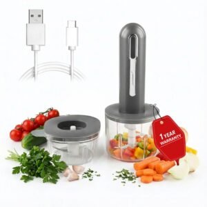 Goodscity Portable Food Chopper with Dual Bowls, Compact Kitchen Processor| Food Prep Tool for Baby, Kitchen, Travelling| 1300mAh Strong Battery| 2 Bowls 400ml, 200ml| USB Rechargeable | Grey| GC261